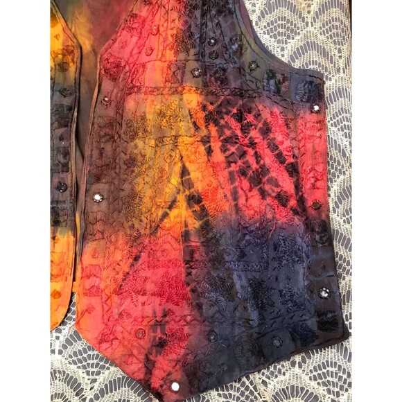 Vintage 80s Tie Dye Vest Size XL 1980s Retro Mirrored Boho Whimsigoth Fairy - Picture 6 of 7